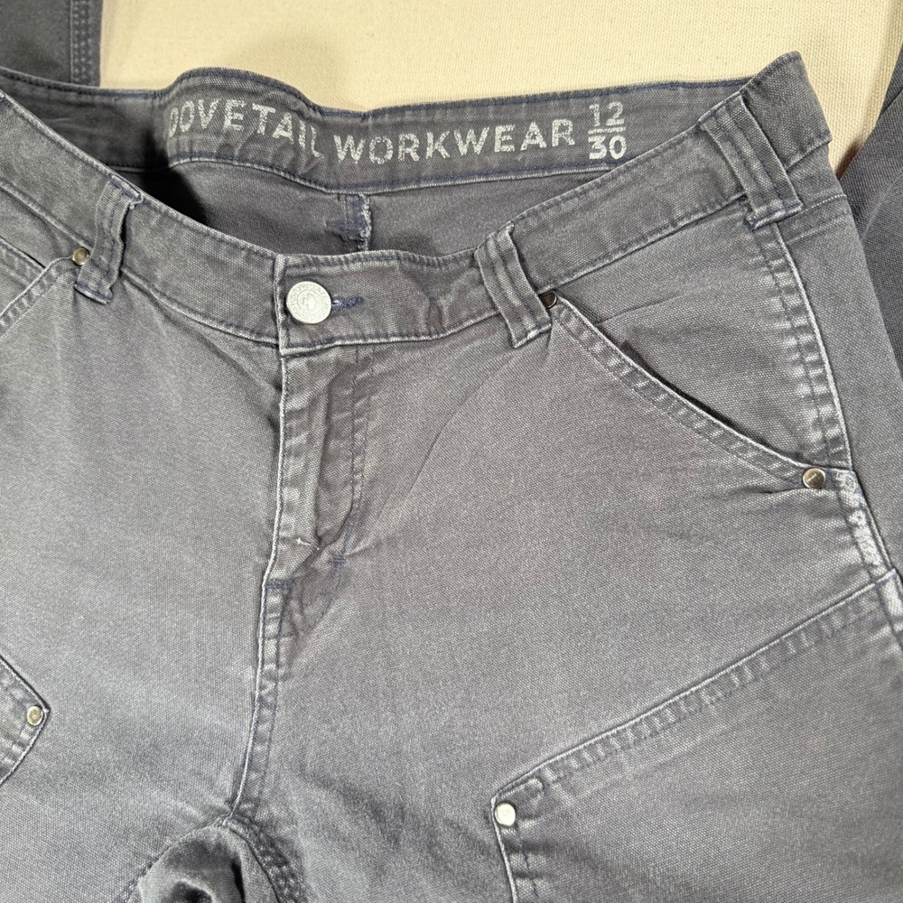 Dovetail Workwear Britt Utility Pants Womens 12/30 Gray Double Front Carpenter